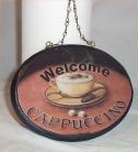 Coffee Cappuccino Welcome Sign Waiter Bistro Signs Oval Bistro Welcome 