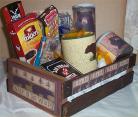 Bear Hunters Wood Crate Gift Basket Coffee Mug Cookies Candy Nuts Cards Jerky