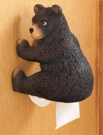 BEAR WOODLAND TOILET PAPER HOLDER LOG CABIN LODGE BATHROOM HOME DECOR  