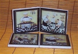 4 Fat Chef Ceramic Coasters