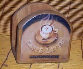 Latte Coffee Nakin Holder Solid Wood Bistro Kitchen New