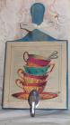 Cutting Board Coffee Cup Wall Plaque Spoon Hook Decoration Bistro Decor Blue 