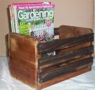 Magazine Rack Holder Home Decor Faux Barn Wood Crate Cabin Lodge Decoration 