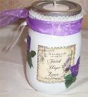 Mason jar Tea candles Chic Home Decor Shabby Cottage Lavender Pearl Holds Spare 