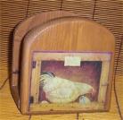 Rooster Napkin Holder Solid Wood Lodge Kitchen Cabin