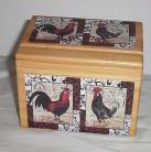 Recipe Box Tuscan Red Rooster Bamboo Country Farm Kitchen Decor Lodge 