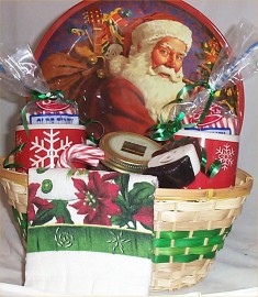 christmas gift basket snowman hot cocoa mug holiday tin peppermints santa tray     