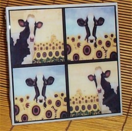 Cow Trivet Ceramic Tile Country Kitchen Sunflower /cowS