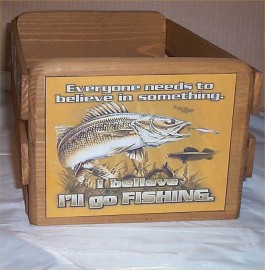 Gift Basket Empty Wood Crate fish Decor Lodge Decoration Gone for Gift Basket #2